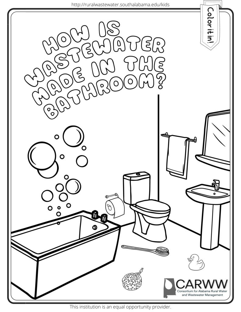 How is wastewater made in the bathroom coloring sheet