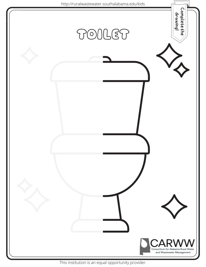 Complete the drawing toilet
