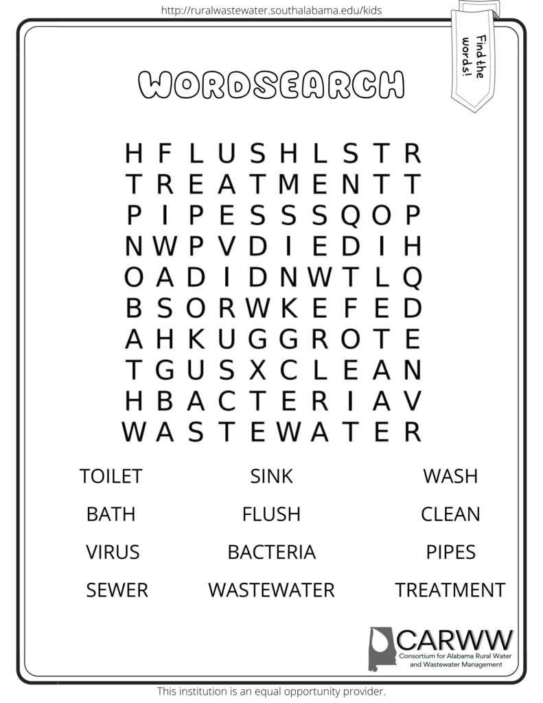 Wastewater word search